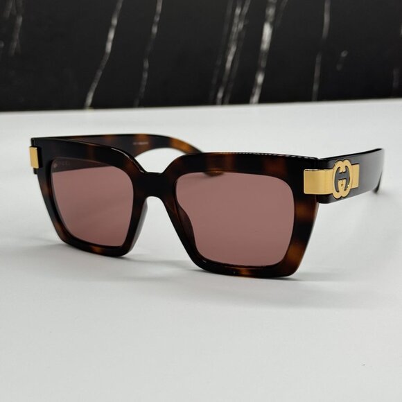 NEW GG1689S 002 GUCCI SUNGLASSES HAVANA WOMEN EYEWEAR GUCCI - Picture 5 of 16